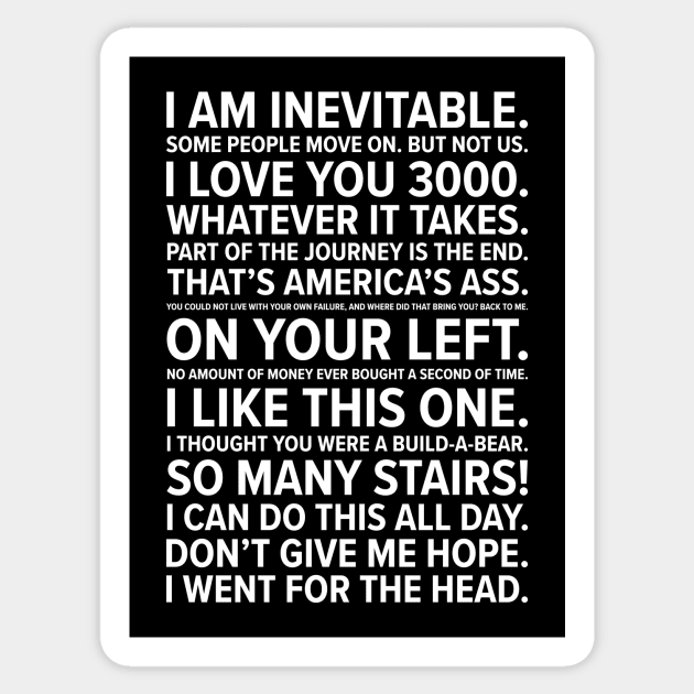 Endgame Quotes Sticker by barberdesigniow